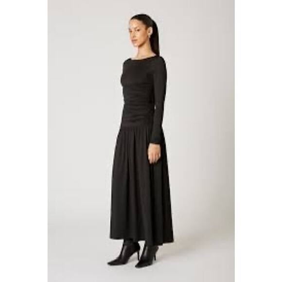 Nia Sera slinky long sleeve ruched midaxi dress in black $148.00 nwt medium - Picture 7 of 11